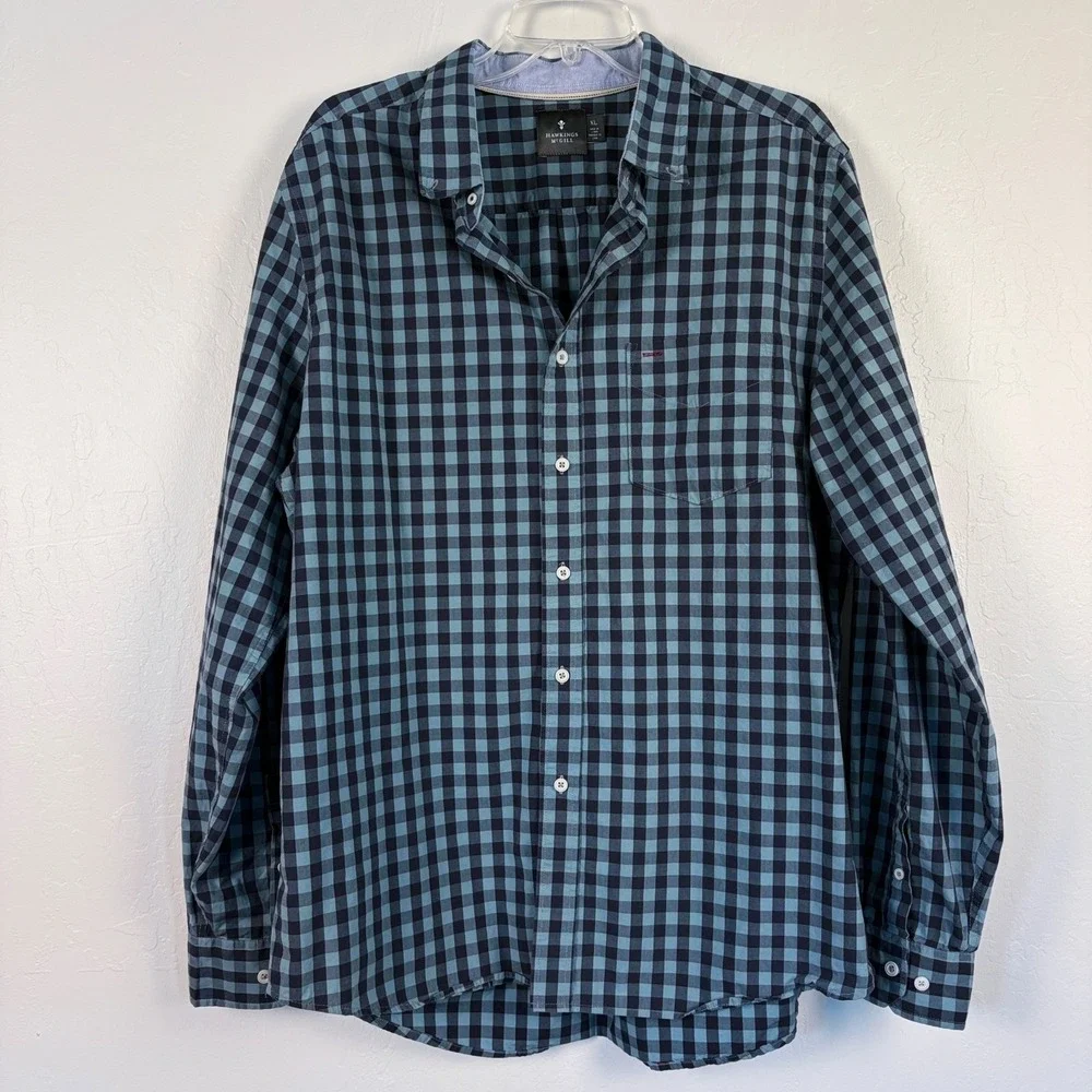 Urban Outfitters Hawkins Gingham Shirt XL Cotton Crisp Preppy‎ Lightweight Clean